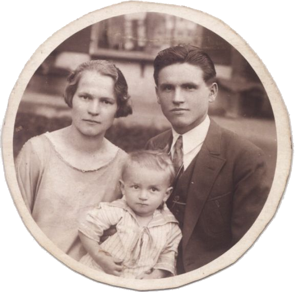 Karol Kosek z rodzicami, 1926 r.